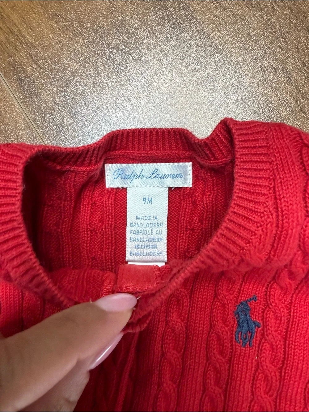 Ralph Lauren Red Cable Knit Button Cardigan